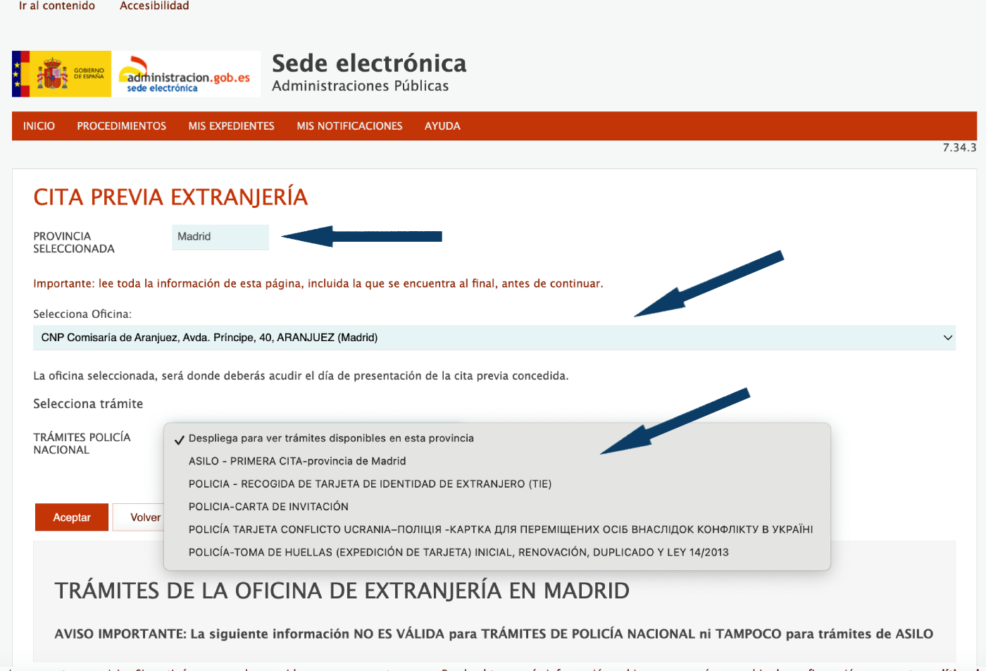 extranjería cita previa