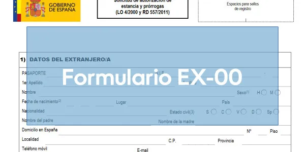 Formulario EX-00 de extranjería